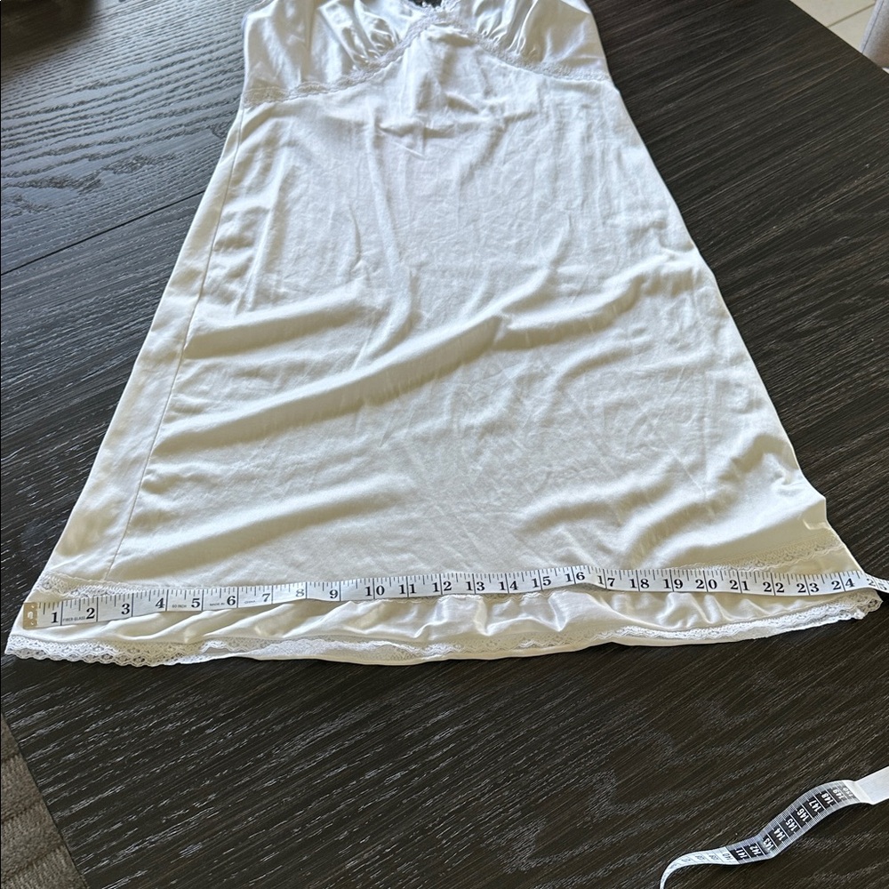 Vintage Sears Nylon Lace Slip Dress in White Made in USA Paper Tag, L - Picture 9 of 9